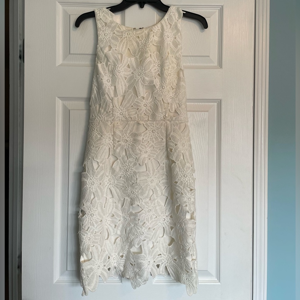 Astr White Floral Lace Mini Dress